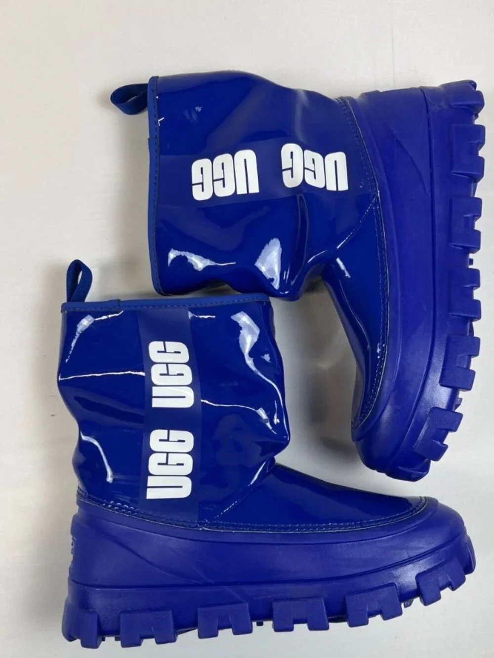 UGG Women 8 Royal Blue Patent Leather Drizlita Rain Boots Waterproof 1144059 - Picture 3 of 8